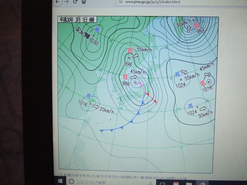 午前3時の天気図